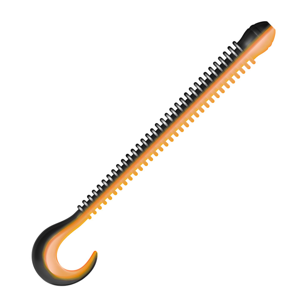 Приманка ZUB-WORM-ZANDER 108мм(4,3")-5шт, (цвет 034) черный верх-оранжевый низ
