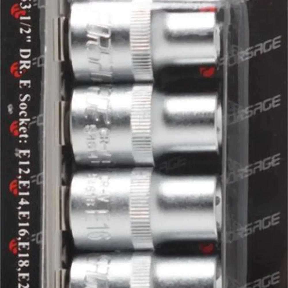 Набор головок Е-профиль 5пр. 1/2''(E12,E14,E16,E18,E20), на планке Forsage F-4053