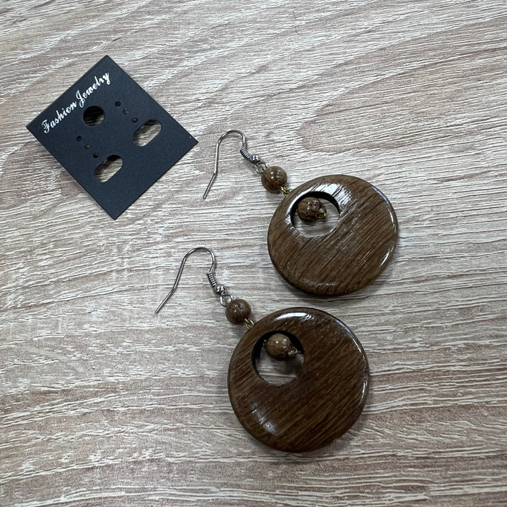 Серьги Ангелина малая, дерево, цвет темно-коричневый, 30x35 мм