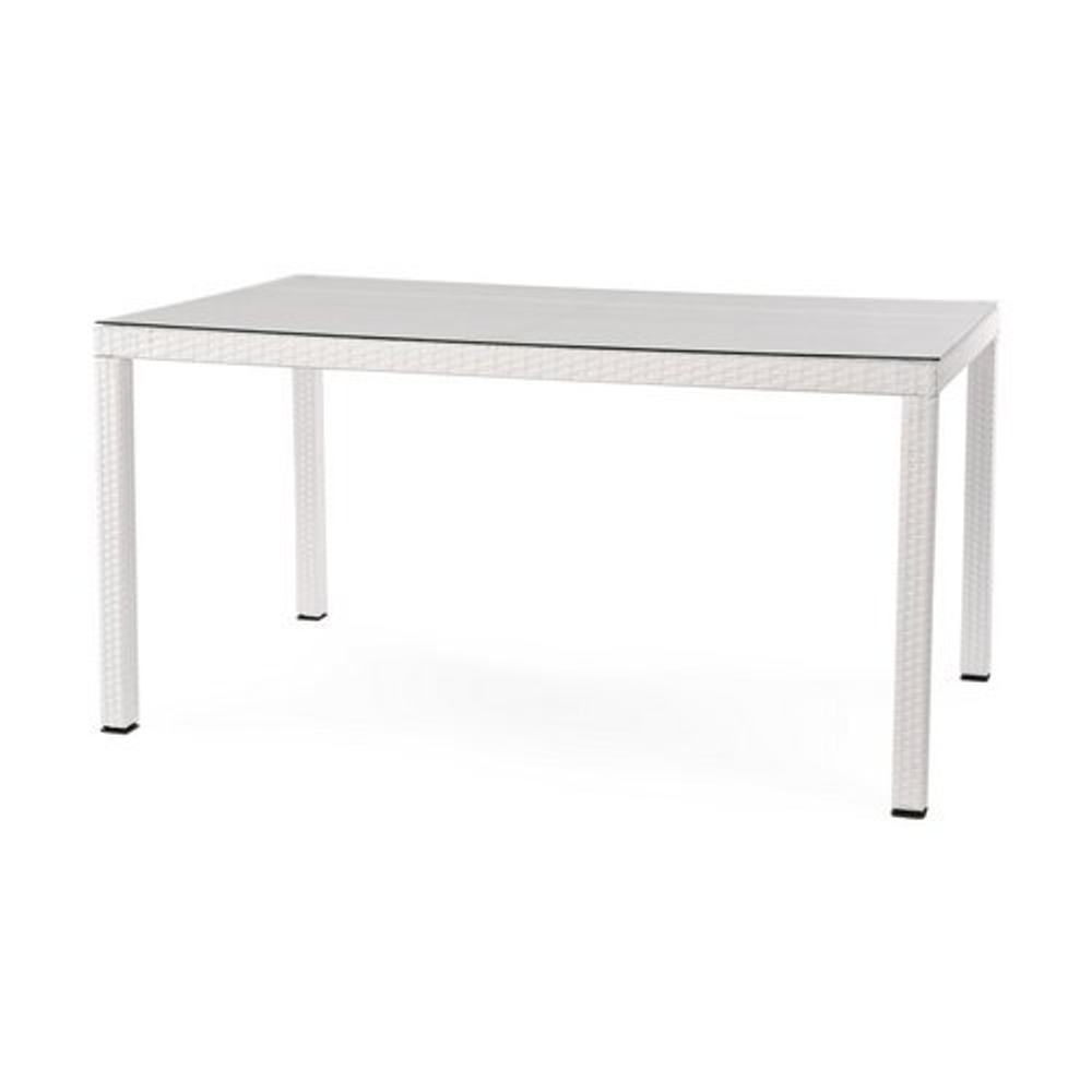 Стол садовый плетеный из искусственного ротанга MILANO 150 см белый