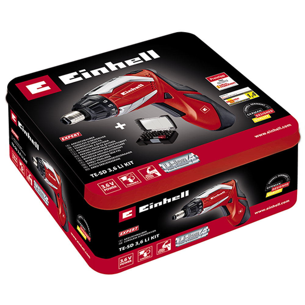 Отвертка аккумуляторная 3,6V Einhell TE-SD 3,6 Li kit, 1,3Ач регул.момента, аксессуары