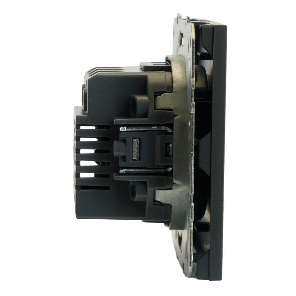 Розетка 2-местная USB + Type C (механизм), STEKKER, 250В, 20W, серия Эмили, RST10-5115-05, черный уголь, soft touch 49853