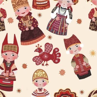 Матрешки весёлые на светлом