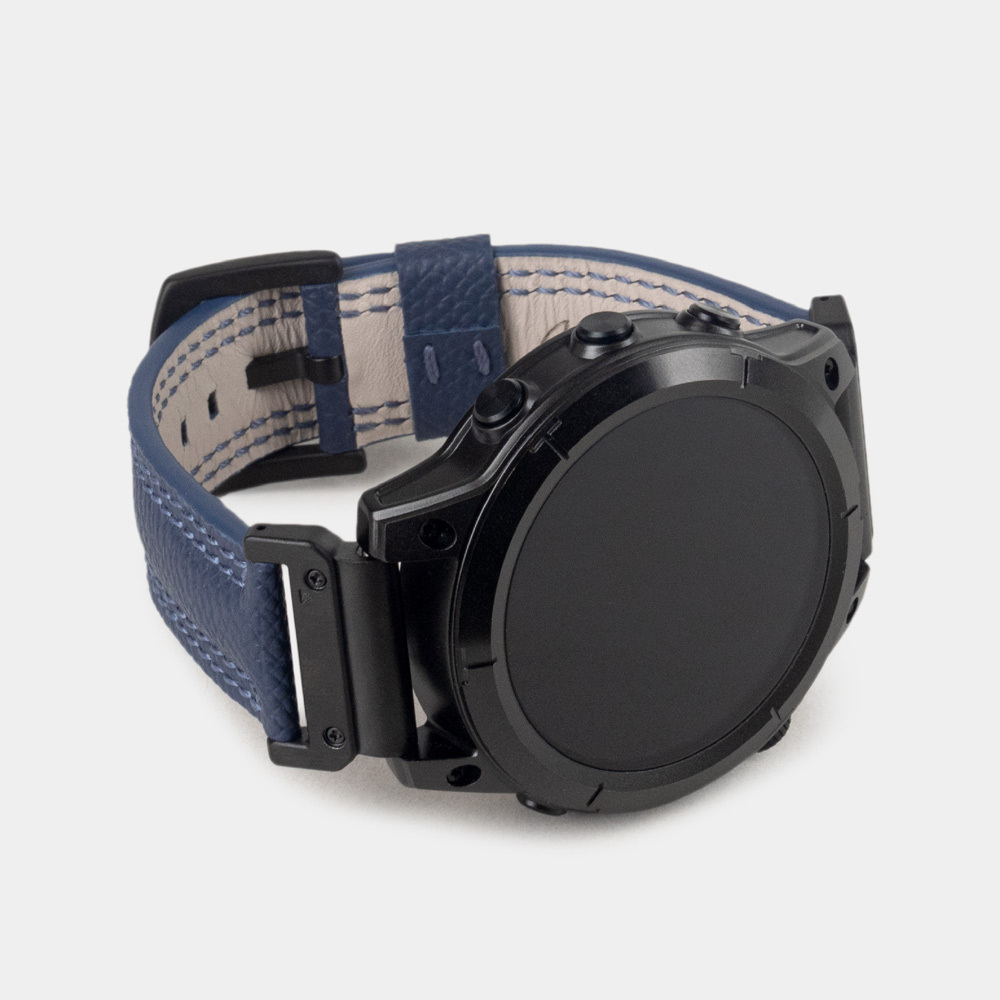 Ремешок для часов Garmin 47 mm с креплением из кожи теленка, синего цвета