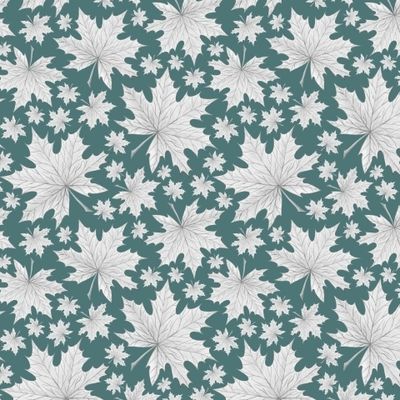 КЛЕНОВЫЕ ЛИСТЬЯ НА БИРЮЗОВОМ ФОНЕ