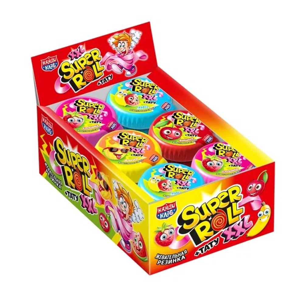 Жевательная резинка с татуировкой «Super Roll tattoo XXL» ассорти 19гр*24шт*12 блоков