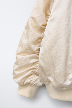 ZARA КУРТКА-БОМБЕР С САТИНИРОВАННЫМ ЭФФЕКТОМ, СВЕТЛЫЙ ЭКРЮ