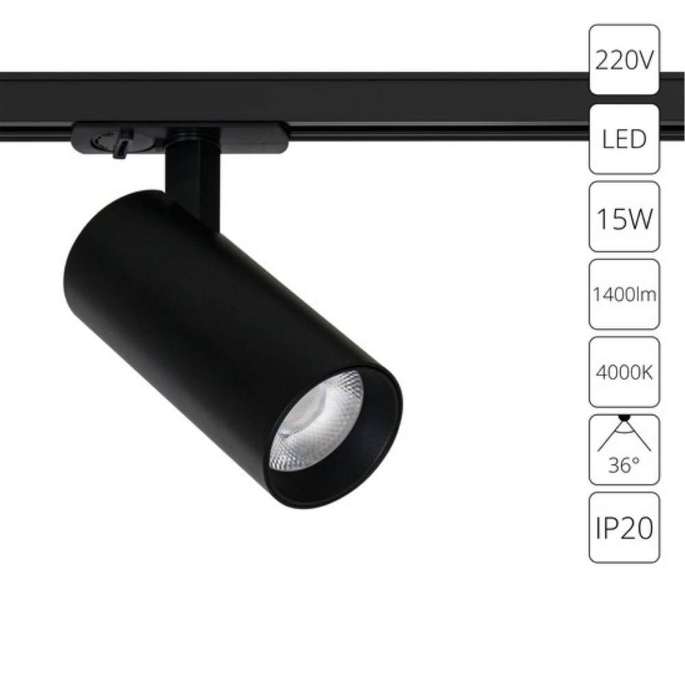 Трековый светодиодный светильник Arte Lamp BENE A1946PL-1BK