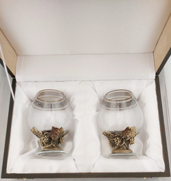 Набор бокалов 2шт. для коньяка Гроздь винограда в футляре