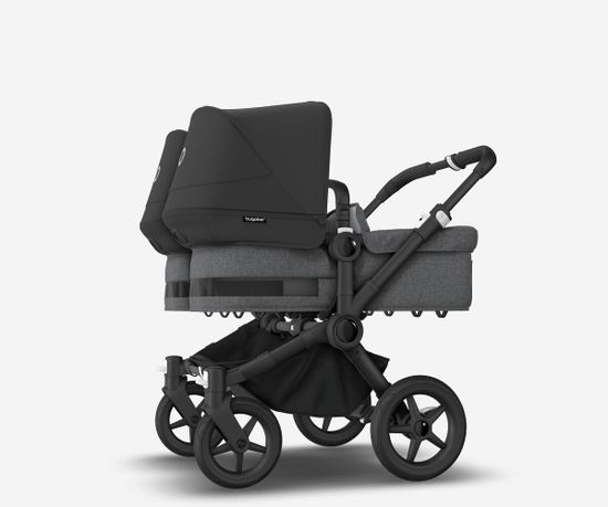 Коляска для двойни 2 в 1 Bugaboo Donkey 5 Twin Midnight black/Grey melange/Black