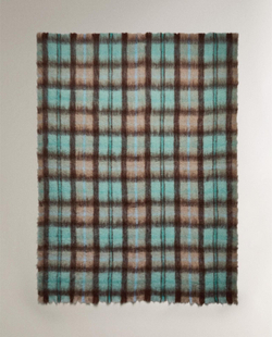 Zara Home - Шерстяной плед, голубой, 140x190 см