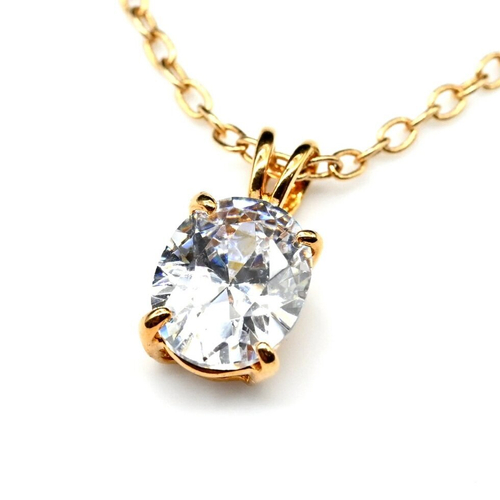 Кулон циркон белый овал