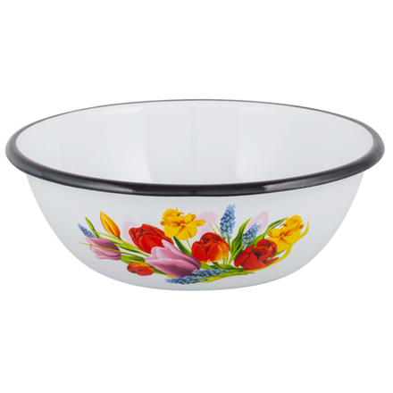 Эмалированная миска с цветами