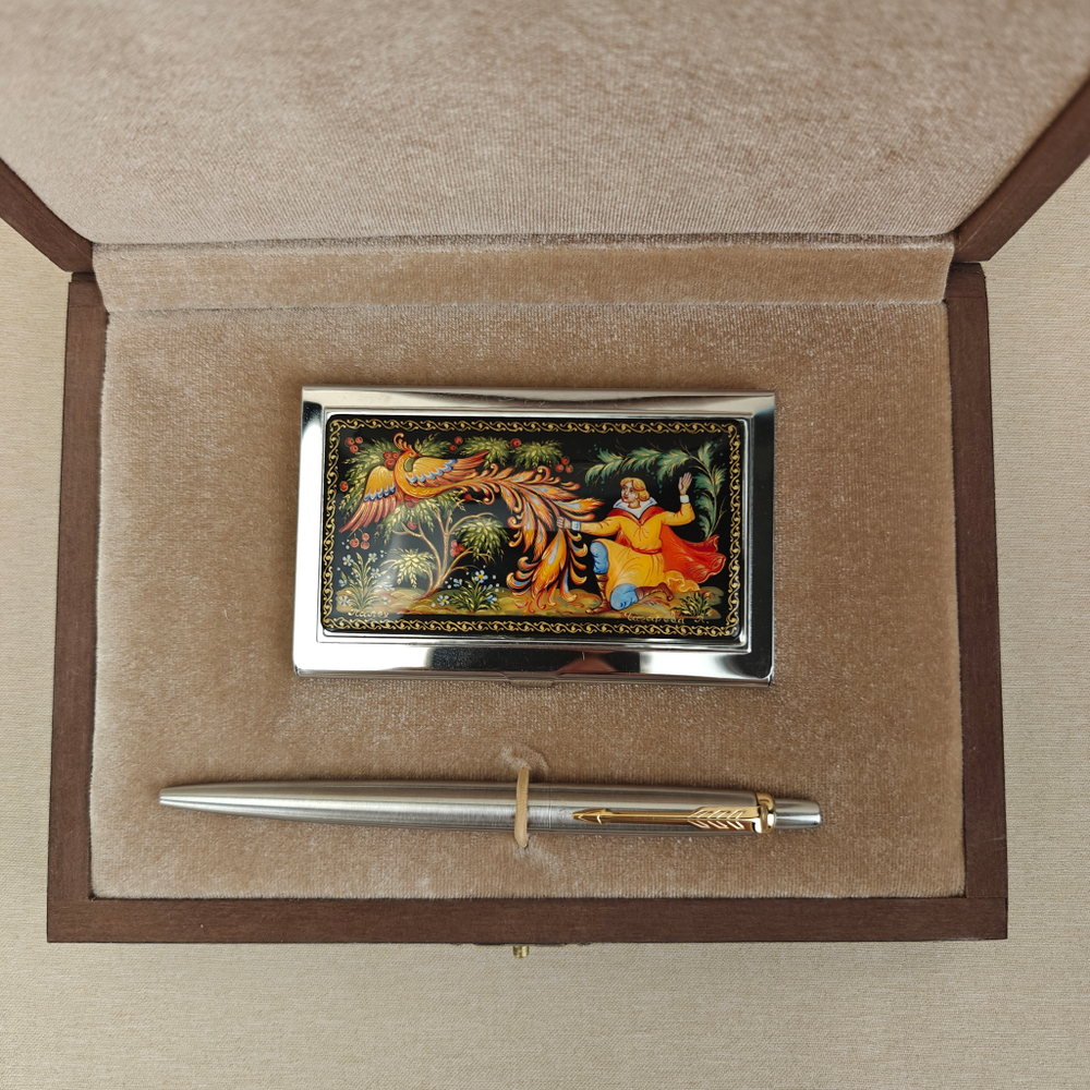 Набор подарочный "Иван-царевич и Жар-птица" с ручной росписью в футляре