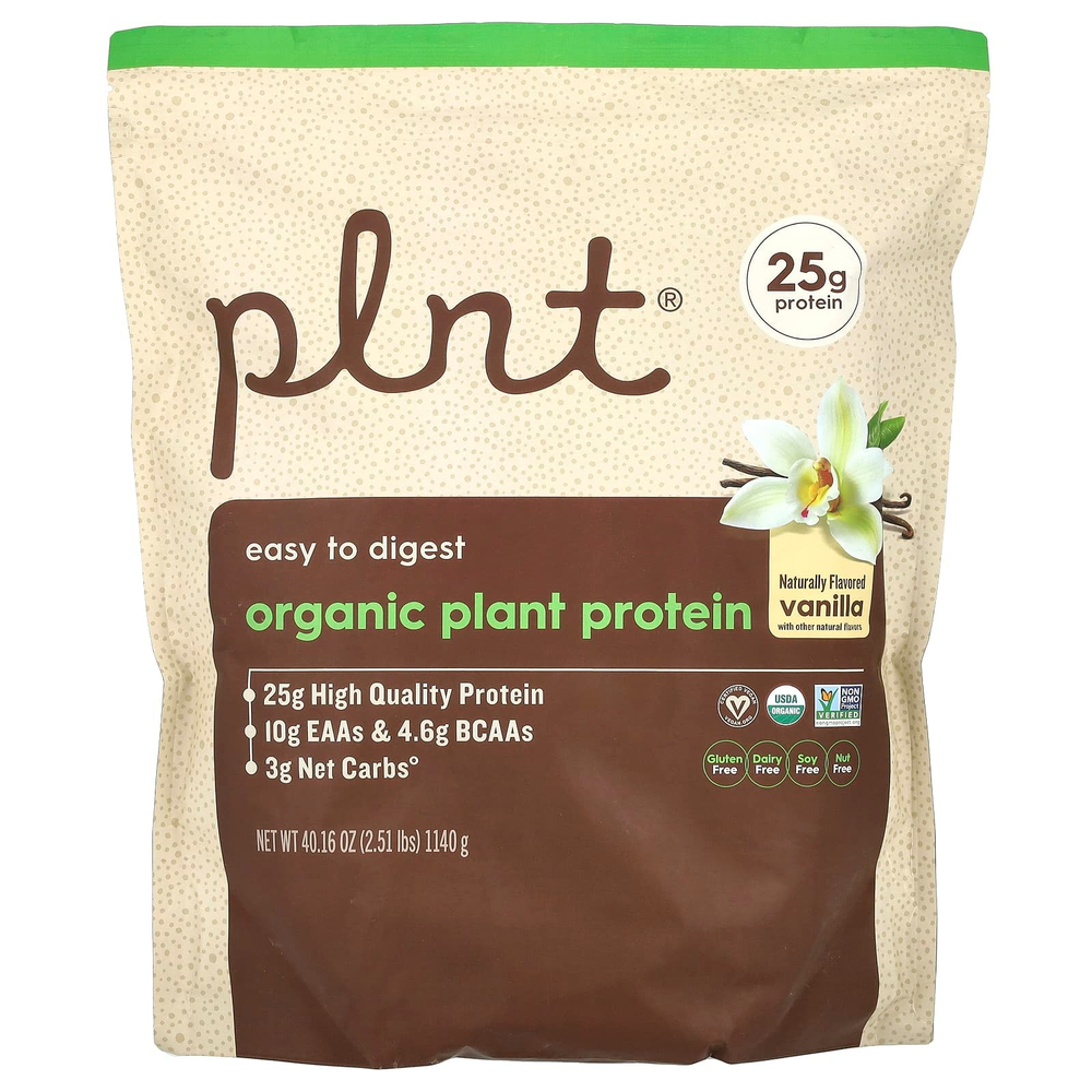 Plnt, Органический растительный протеин, ваниль, 1140 г (2,51 фунта)