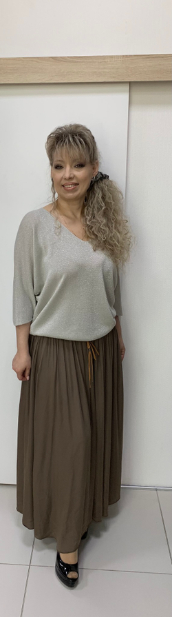 Итальянская сатиновая юбка на широком поясе