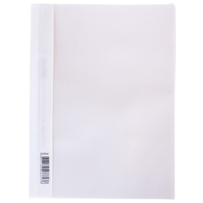 Папка -Скоросшиватель А4ф Hatber 120/160мкм Белая Пластиковая прозрачный верх с един.штрих-кодом
