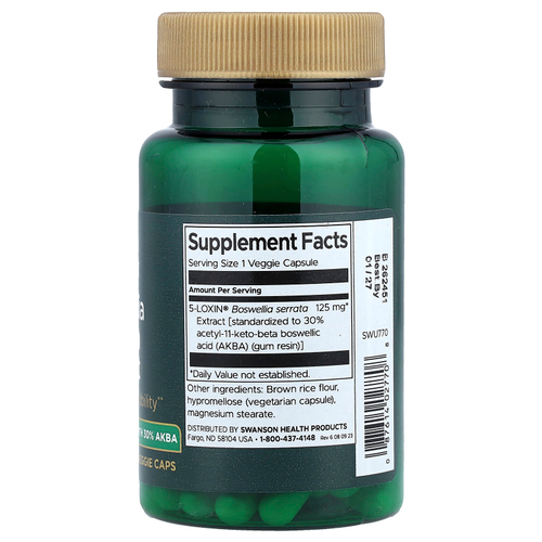 Swanson, Экстракт босвеллии пильчатой, 125 мг, 60 растительных капсул