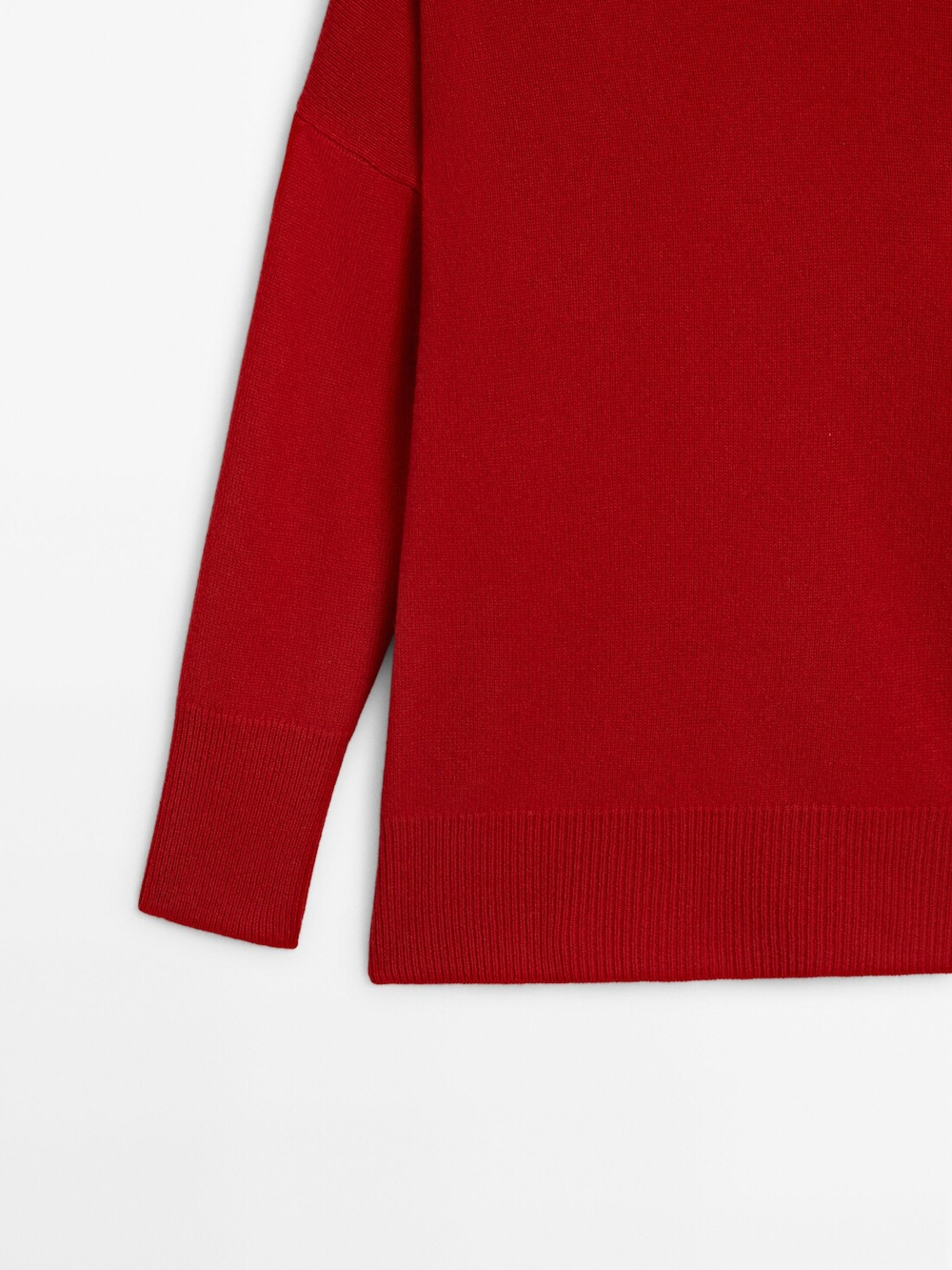 Massimo Dutti Свитер из 100% кашемира с круглым вырезом, красный