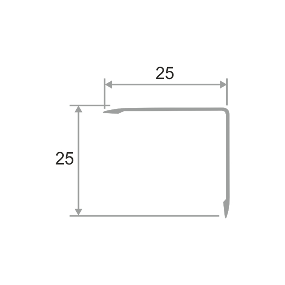 Алюминиевый угол без отверстий ПН-25х25 2700 мм