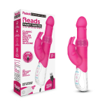 Розовый вибратор-кролик с вращающимися бусинами - 25 см. (Цвет: розовый)