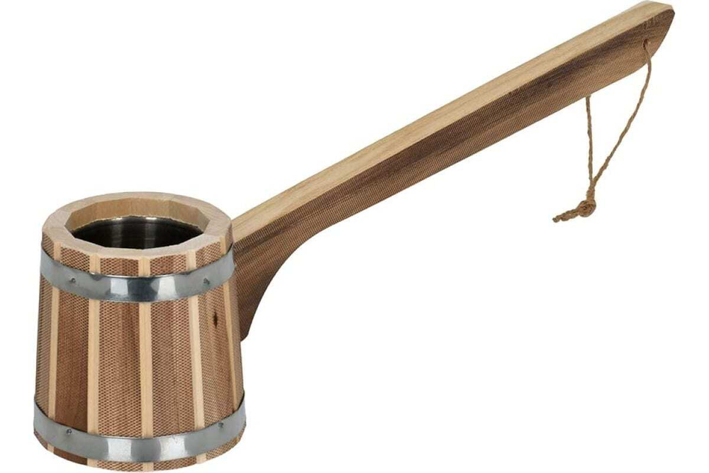 КОВШ ЧЕРПАК БАННЫЕ ШТУЧКИ БОНДАРНЫЙ С ГОРИЩОНТАЛЬНОЙ РУЧКОЙ ОБОЖЖЕННАЯ ЛИПА 33237