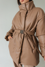 Куртка зимняя женская из экокожи, капучино