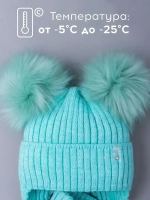 Шапка зимняя детская с помпонами и манишка