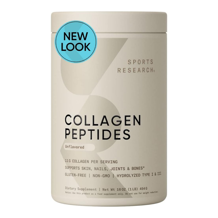 Коллаген, Collagen Peptides Unflavored, Sports Research, 454 г (16 oz)