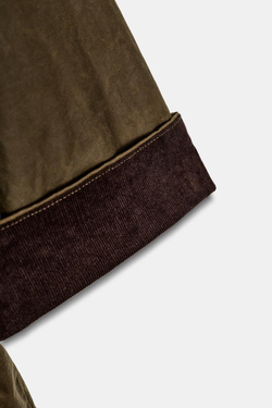 ZARA КУРТКА С ВОЩЕНЫМ ПОКРЫТИЕМ И ВЕЛЬВЕТОВЫМ ВОРОТНИКОМ — ZW COLLECTION, ОЛИВКОВЫЙ