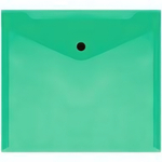Папка-конверт А5+ на кнопке 150мкм, пластик, прозрач. зеленая (Стамм)
