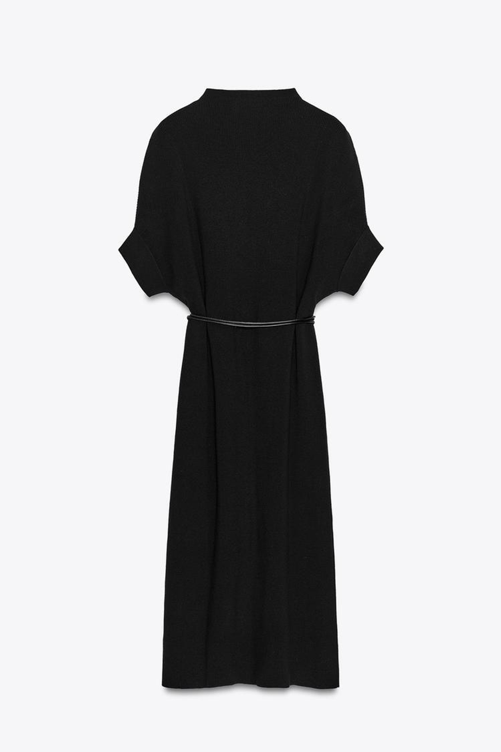 ZARA ТРИКОТАЖНОЕ ПЛАТЬЕ С РЕМНЕМ, ЧЕРНЫЙ