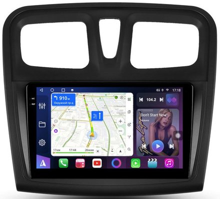 Магнитола для Renault Logan 2, Sandero 2 2014+ - FarCar BM3051-9M монитор 9.5" QLED на Android 14, TS10, 4+32Гб, CarPlay, 4G SIM-слот