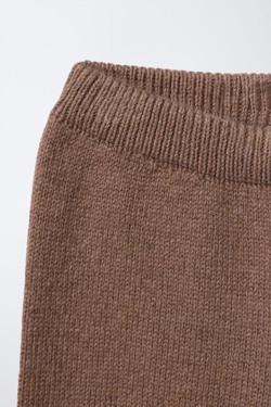 ZARA ТРИКОТАЖНЫЕ БРЮКИ-КЮЛОТЫ С КРУЖЕВОМ, РОЗОВАТЫЙ