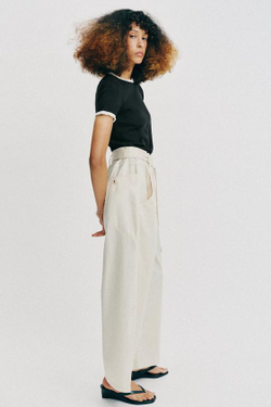 ZARA ФУТБОЛКА С КОРОТКИМИ РУКАВАМИ И КРУЖЕВОМ, ЧЕРНЫЙ/БЕЛЫЙ