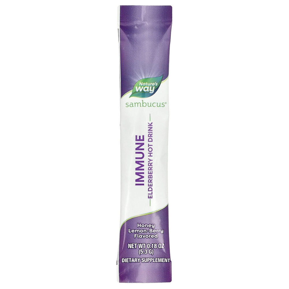 Nature's Way, Sambucus®, смесь для горячих напитков, стандартизированная бузина, мед, лимон и ягоды, 10 пакетиков по 0,18 унции