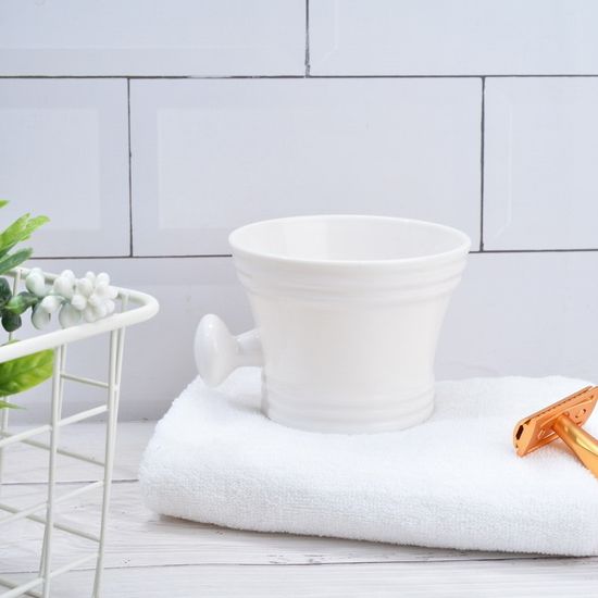 Чаша для бритья с ручкой Yaqi из АБС-пластика белая