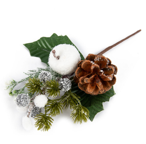 ДЕКОР для творчества ВЕТОЧКА хвойная с шишкой и ягодами  24 см (VDF-130/141479509404)