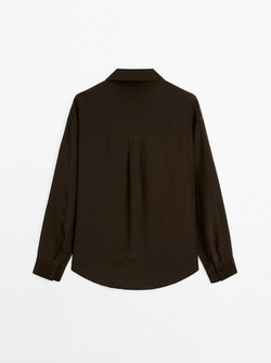 Massimo Dutti Рубашка из струящейся высокотехнологичной ткани, коричневый