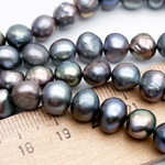 Жемчуг бусины, цвет темно-серый АВ, размер около 8,3-8,7 мм, цена за 12-13 шт (1/4 нити)
