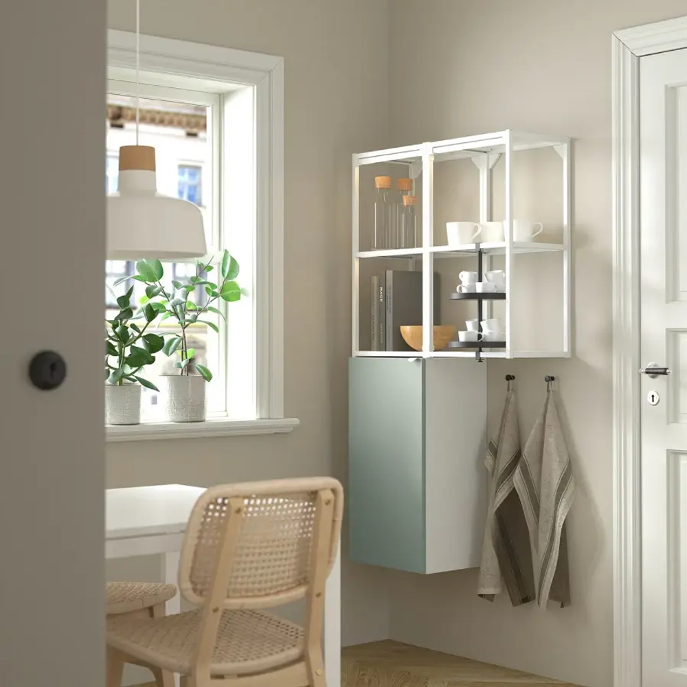 Комбинация для ванной - IKEA ENHET, 80х32х150 см, белый/светло-зеленый, ЭНХЕТ ИКЕА