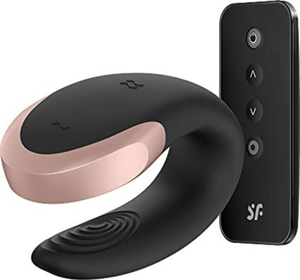 Парный вибратор Satisfyer Double Love с возможностью управления через пульт и приложение, черный