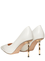 Женские туфли кожаные белые на бамбуковом каблуке