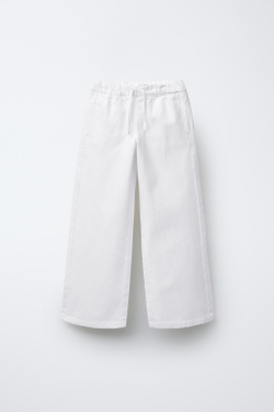ZARA ДЖИНСЫ С ШИРОКИМИ ШТАНИНАМИ, БЕЛЫЙ