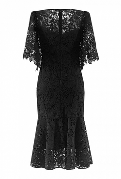Кружевное платье-футляр с широким рукавом чёрное 31-02-20 SS