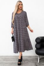 Платье Серенада (синий/цветы) Р11-1044/16 Nikol (Акция)