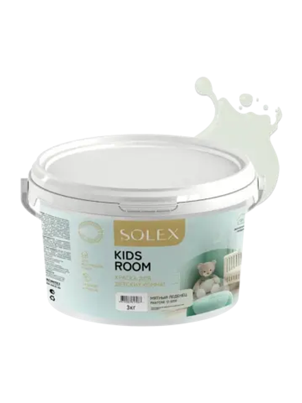SOLEX Краска для детских комнат KIDS ROOM цв.Мятный леденец (Pantone 12-6208) 3кг (ИжСинтез)