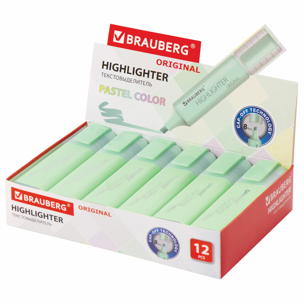 Текстовыделитель BRAUBERG "ORIGINAL PASTEL" МЯТА линия 1-5 мм (24 штуки в упаковке)