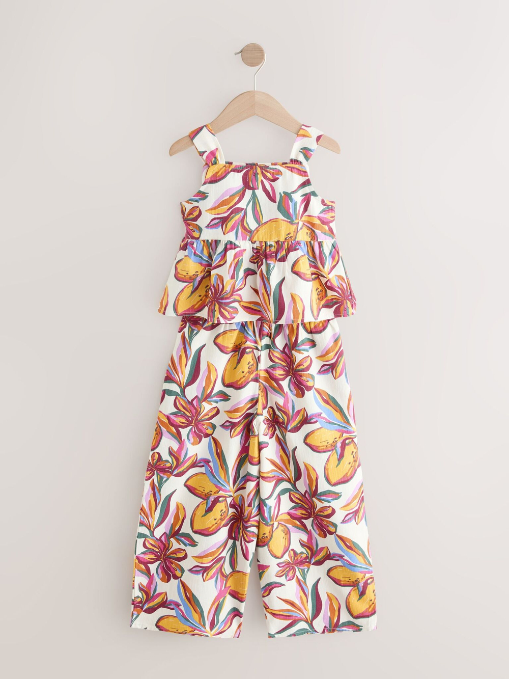 Топ и брюки широкие в комплекте для девочки Next AB1-559, Белый, Желтый, Розовый