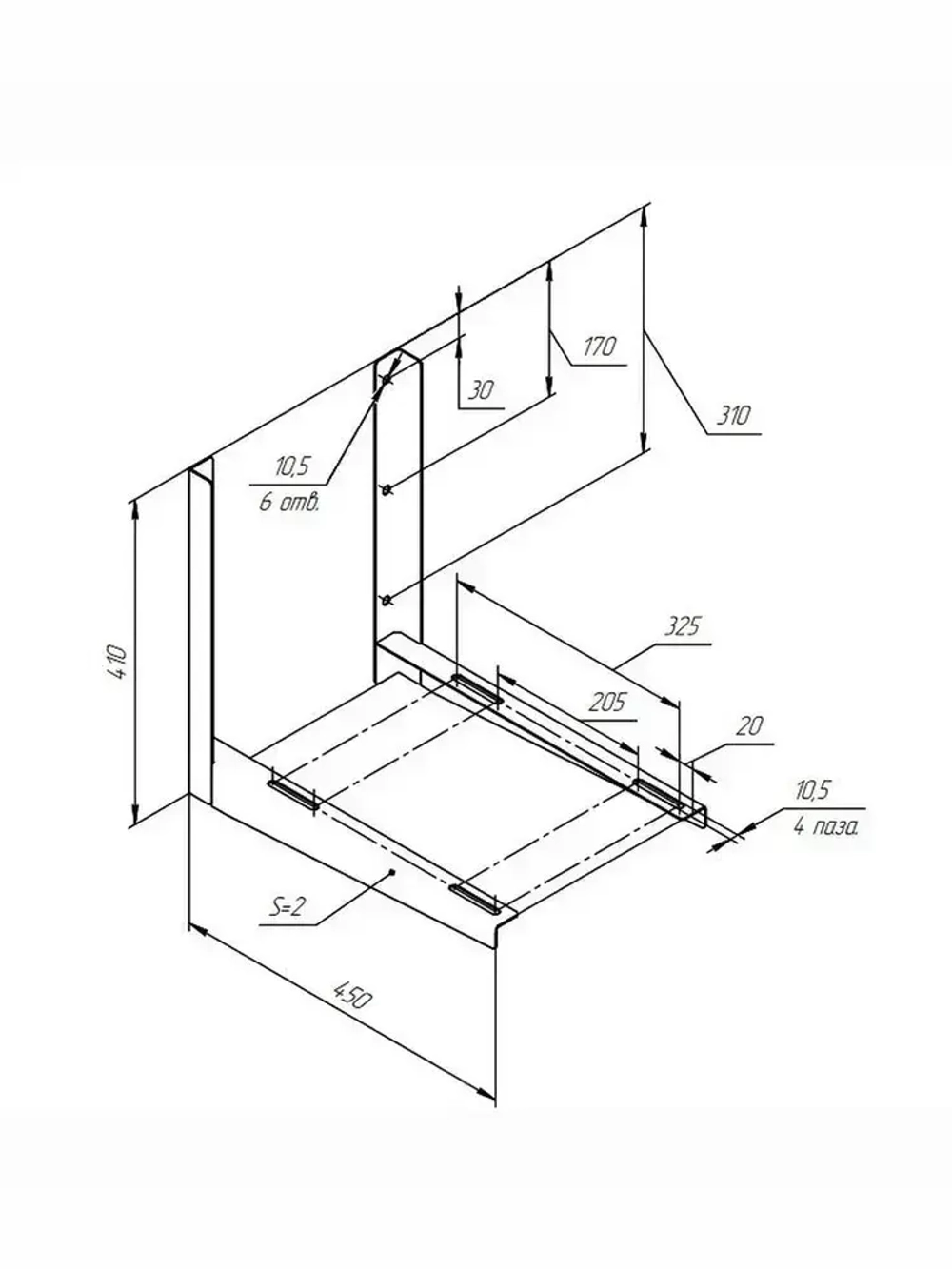 Кронштейн для кондиционера 410х450х2 мм (1 комплект), крепление для сплит системы, BCOM
